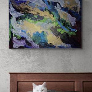 Nouvelle aspiration - Peinture abstraite moderne et contemporaine - Oeuvres d'art design fait main - Peinture tons froid vert bleu et turquoise - Art